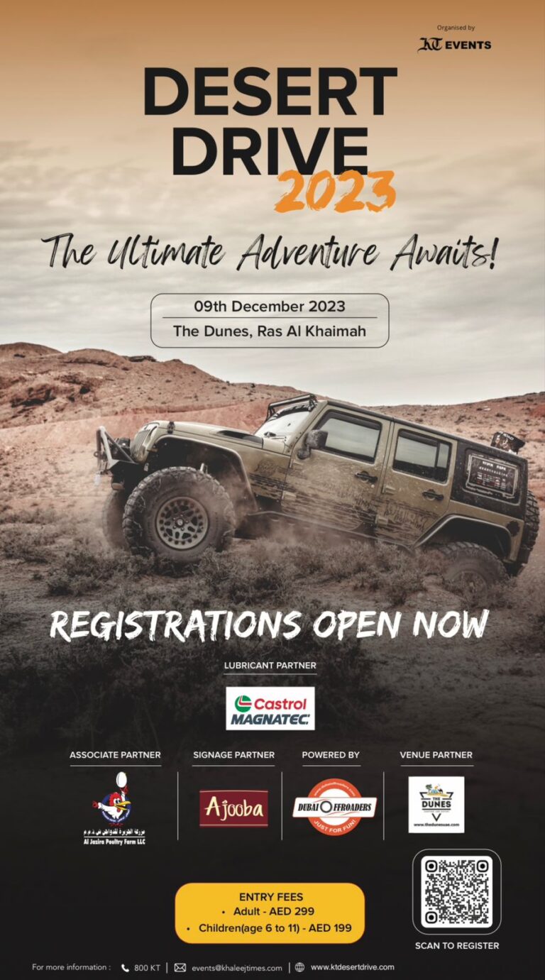 KHALEEJ TIMES DESERT DRIVE, MULTIPLE CONVOYS, ALL SKILL LEVELS, ON SATURDAY, THE 9TH OF DECEMBER ‘2023